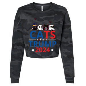 Cats For Trump 2024 – Donald Trump Halloween Women Vneck Cropped Pullover Crew