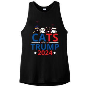 Cats For Trump 2024 – Donald Trump Halloween Women Vneck Ladies PosiCharge Tri-Blend Wicking Tank