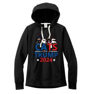 Cats For Trump 2024 – Donald Trump Halloween Women Vneck Women's Fleece Hoodie