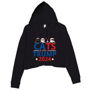 Cats For Trump 2024 – Donald Trump Halloween Women Vneck Crop Fleece Hoodie