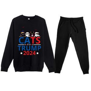 Cats For Trump 2024 – Donald Trump Halloween Women Vneck Premium Crewneck Sweatsuit Set