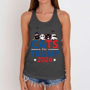 Cats For Trump 2024 – Donald Trump Halloween Women Vneck Women's Knotted Racerback Tank