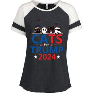 Cats For Trump 2024 – Donald Trump Halloween Women Vneck Enza Ladies Jersey Colorblock Tee