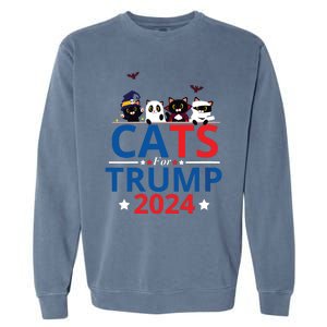 Cats For Trump 2024 – Donald Trump Halloween Women Vneck Garment-Dyed Sweatshirt