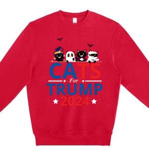 Cats For Trump 2024 – Donald Trump Halloween Women Vneck Premium Crewneck Sweatshirt