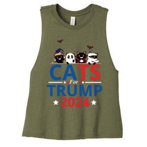 Cats For Trump 2024 – Donald Trump Halloween Women Vneck Women's Racerback Cropped Tank