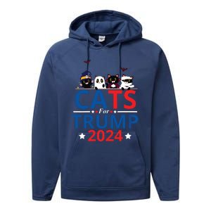 Cats For Trump 2024 – Donald Trump Halloween Women Vneck Performance Fleece Hoodie