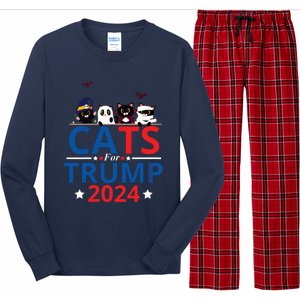 Cats For Trump 2024 – Donald Trump Halloween Women Vneck Long Sleeve Pajama Set