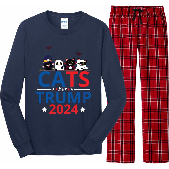 Cats For Trump 2024 – Donald Trump Halloween Women Vneck Long Sleeve Pajama Set