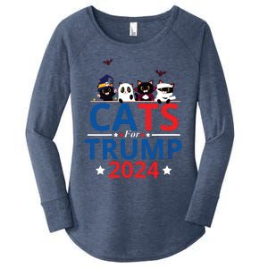 Cats For Trump 2024 – Donald Trump Halloween Women Vneck Women's Perfect Tri Tunic Long Sleeve Shirt