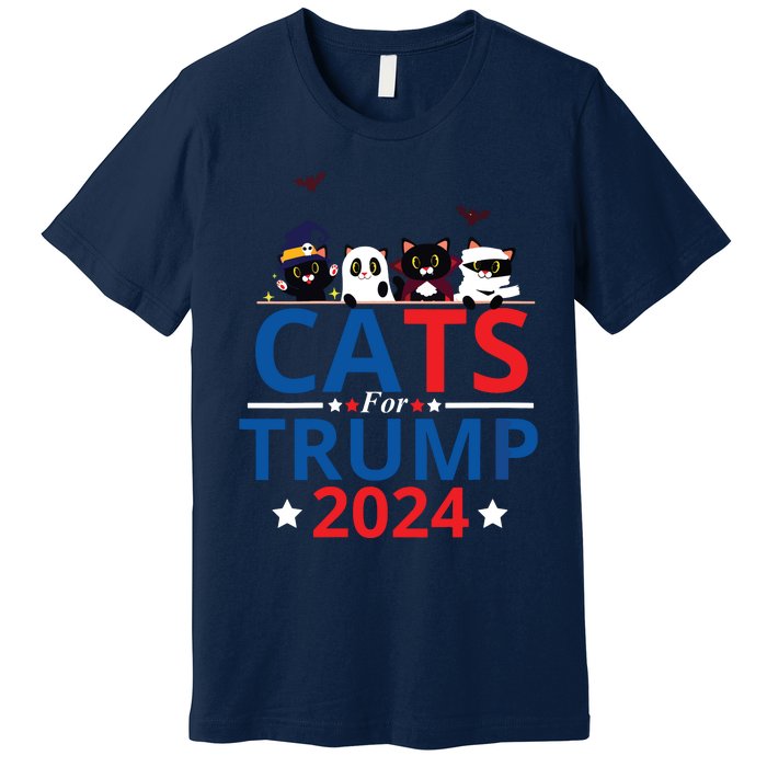 Cats For Trump 2024 – Donald Trump Halloween Women Vneck Premium T-Shirt