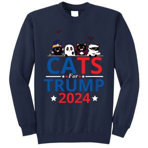 Cats For Trump 2024 – Donald Trump Halloween Women Vneck Tall Sweatshirt