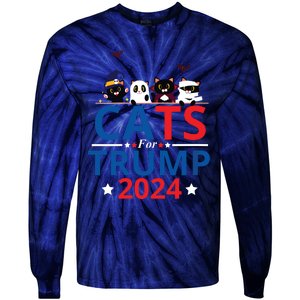 Cats For Trump 2024 – Donald Trump Halloween Women Vneck Tie-Dye Long Sleeve Shirt