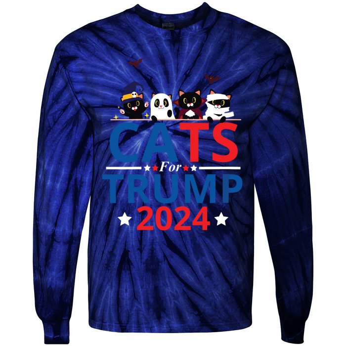 Cats For Trump 2024 – Donald Trump Halloween Women Vneck Tie-Dye Long Sleeve Shirt