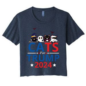 Cats For Trump 2024 – Donald Trump Halloween Women Vneck Women's Crop Top Tee