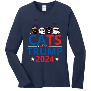 Cats For Trump 2024 – Donald Trump Halloween Women Vneck Ladies Long Sleeve Shirt