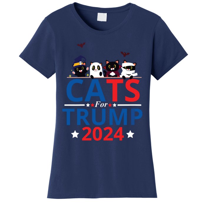 Cats For Trump 2024 – Donald Trump Halloween Women Vneck Women's T-Shirt