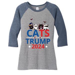 Cats For Trump 2024 – Donald Trump Halloween Women Vneck Women's Tri-Blend 3/4-Sleeve Raglan Shirt