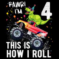 Cute Funny T Rex Dinosaur Monster Truck Gift 4th Birthday Boys And Girls Gift Visor