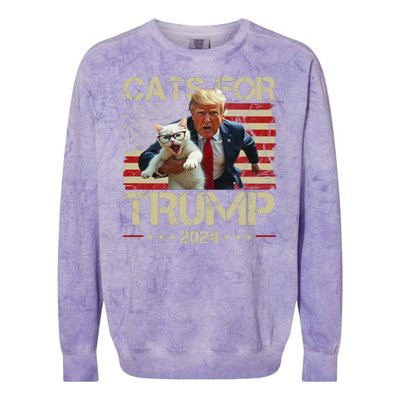 Cats For Trump 2024 Funny Vote Donald Trump Colorblast Crewneck Sweatshirt