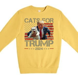 Cats For Trump 2024 Funny Vote Donald Trump Premium Crewneck Sweatshirt