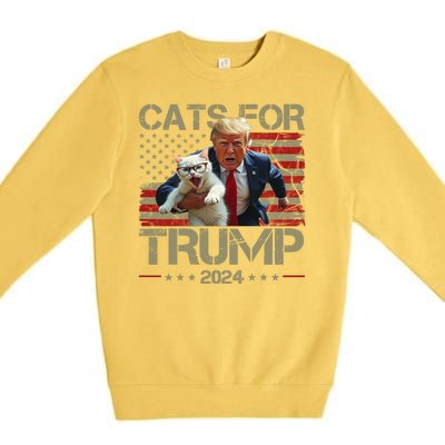 Cats For Trump 2024 Funny Vote Donald Trump Premium Crewneck Sweatshirt