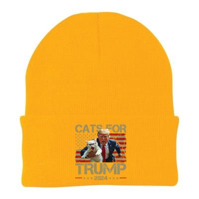 Cats For Trump 2024 Funny Vote Donald Trump Knit Cap Winter Beanie