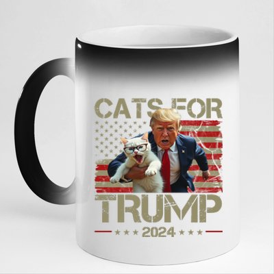 Cats For Trump 2024 Funny Vote Donald Trump 11oz Black Color Changing Mug