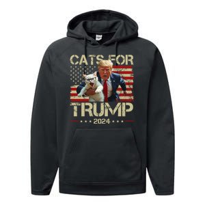 Cats For Trump 2024 Funny Vote Donald Trump Performance Fleece Hoodie