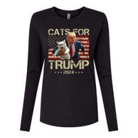 Cats For Trump 2024 Funny Vote Donald Trump Womens Cotton Relaxed Long Sleeve T-Shirt