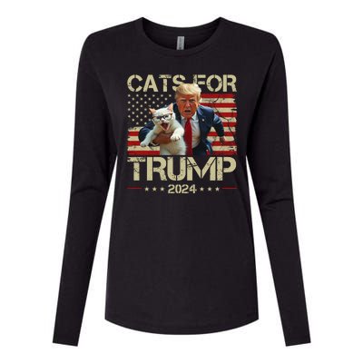 Cats For Trump 2024 Funny Vote Donald Trump Womens Cotton Relaxed Long Sleeve T-Shirt