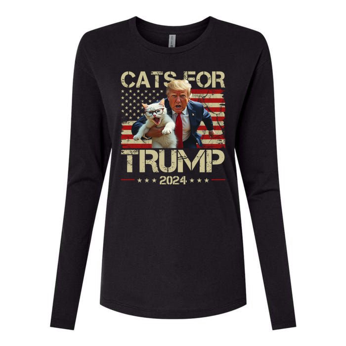 Cats For Trump 2024 Funny Vote Donald Trump Womens Cotton Relaxed Long Sleeve T-Shirt