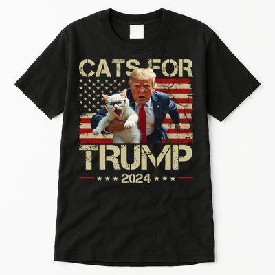 Cats For Trump 2024 Funny Vote Donald Trump Tall T-Shirt
