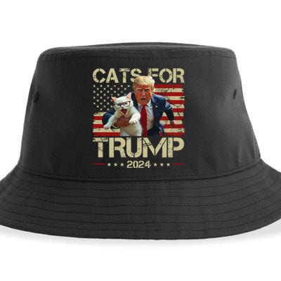 Cats For Trump 2024 Funny Vote Donald Trump Sustainable Bucket Hat