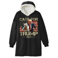 Cats For Trump 2024 Funny Vote Donald Trump Hooded Wearable Blanket