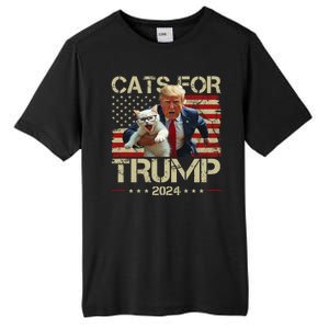 Cats For Trump 2024 Funny Vote Donald Trump Tall Fusion ChromaSoft Performance T-Shirt