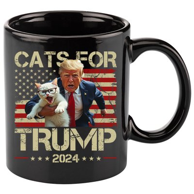Cats For Trump 2024 Funny Vote Donald Trump 11oz C Handle Ceramic Mug