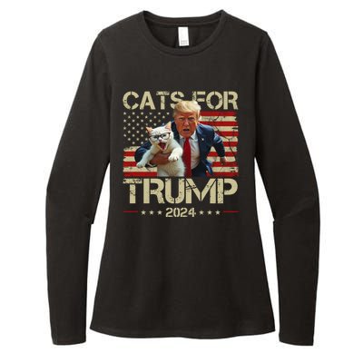 Cats For Trump 2024 Funny Vote Donald Trump Womens CVC Long Sleeve Shirt