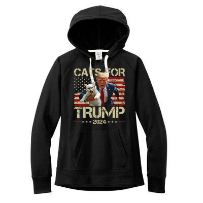 Cats For Trump 2024 Funny Vote Donald Trump Women's Fleece Hoodie