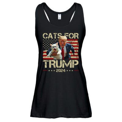 Cats For Trump 2024 Funny Vote Donald Trump Ladies Essential Flowy Tank