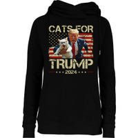 Cats For Trump 2024 Funny Vote Donald Trump Womens Funnel Neck Pullover Hood