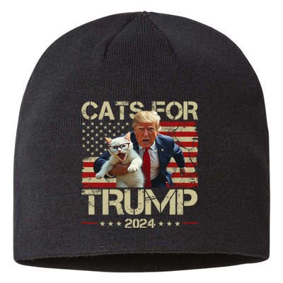 Cats For Trump 2024 Funny Vote Donald Trump Sustainable Beanie