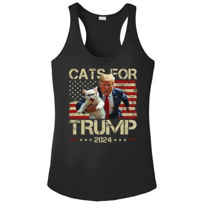 Cats For Trump 2024 Funny Vote Donald Trump Ladies PosiCharge Competitor Racerback Tank