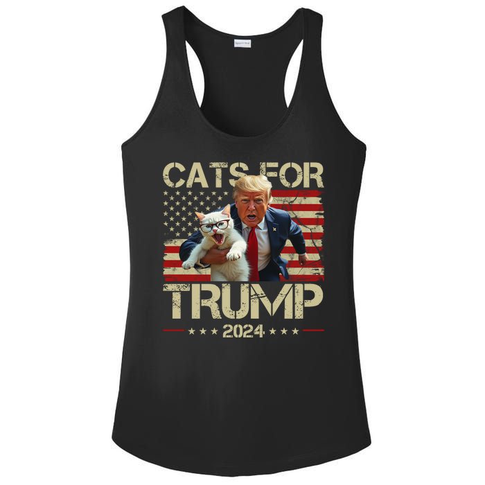 Cats For Trump 2024 Funny Vote Donald Trump Ladies PosiCharge Competitor Racerback Tank