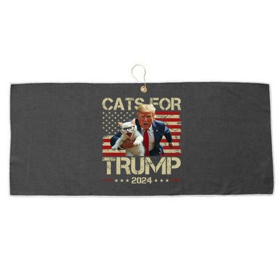 Cats For Trump 2024 Funny Vote Donald Trump Large Microfiber Waffle Golf Towel