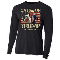 Cats For Trump 2024 Funny Vote Donald Trump Cooling Performance Long Sleeve Crew