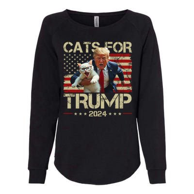 Cats For Trump 2024 Funny Vote Donald Trump Womens California Wash Sweatshirt