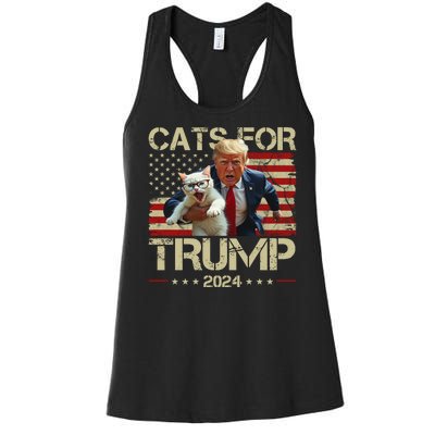 Cats For Trump 2024 Funny Vote Donald Trump Women's Racerback Tank