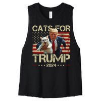 Cats For Trump 2024 Funny Vote Donald Trump Women's Racerback Cropped Tank