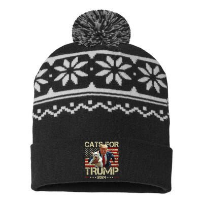 Cats For Trump 2024 Funny Vote Donald Trump USA-Made Snowflake Beanie